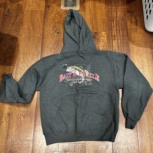 Jerzees Dark Gray Hoodie with Graphic Design